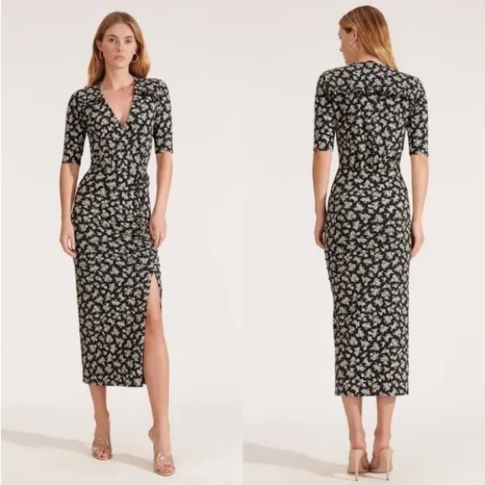 Veronica Beard Mariposa Ruched Floral Midi Dress size medium